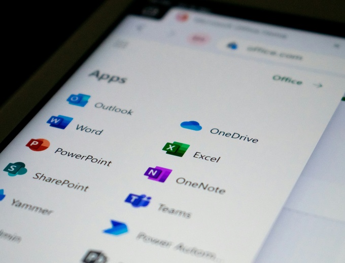 Screen displaying Microsoft Office app icons.